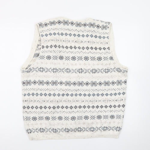 Roundtree & Yorke Women's Beige Fair Isle Knit Cotton Vest M