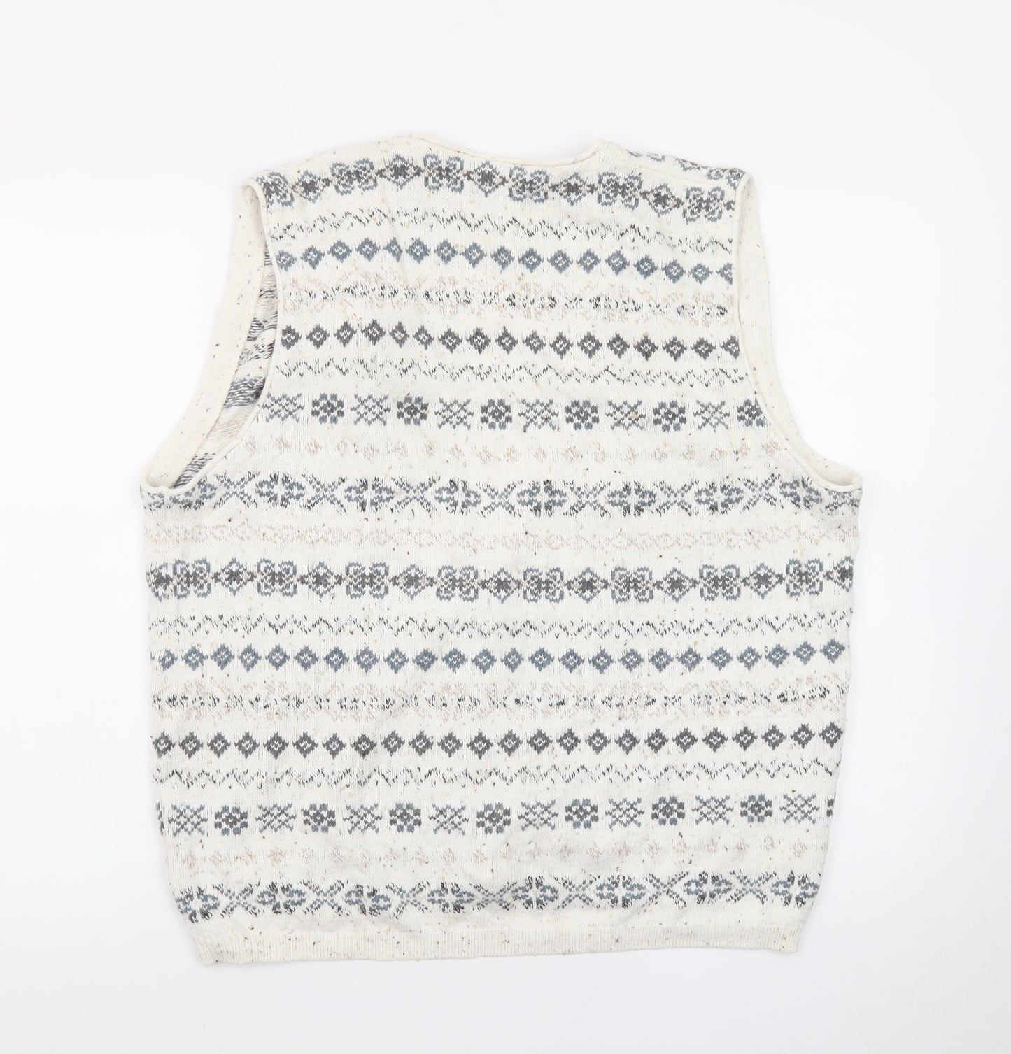 Roundtree & Yorke Women's Beige Fair Isle Knit Cotton Vest M