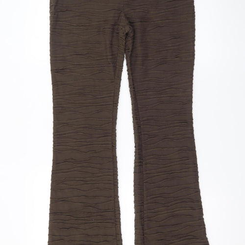 PrettyLittleThing Womens Brown Flared Stretch Trousers UK 10