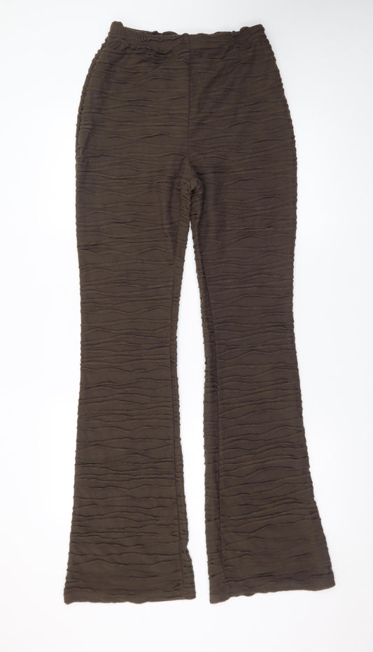 PrettyLittleThing Womens Brown Flared Stretch Trousers UK 10