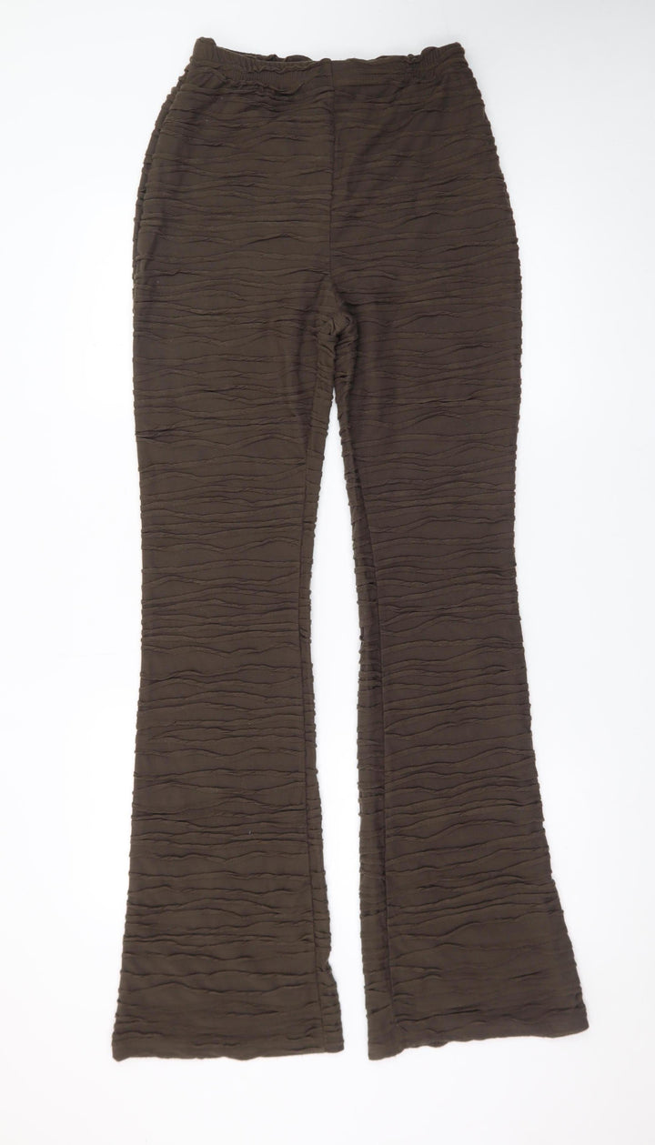 PrettyLittleThing Womens Brown Flared Stretch Trousers UK 10