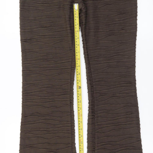 PrettyLittleThing Womens Brown Flared Stretch Trousers UK 10