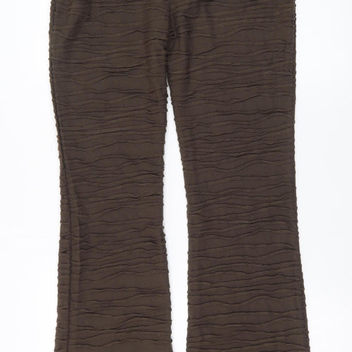 PrettyLittleThing Womens Brown Flared Stretch Trousers UK 10