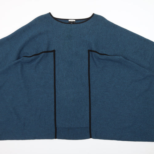 Jaeger Women’s Blue Wool Cashmere Blend Cape Jumper Size L