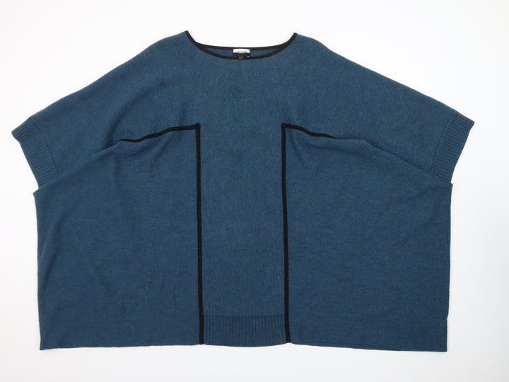 Jaeger Women’s Blue Wool Cashmere Blend Cape Jumper Size L