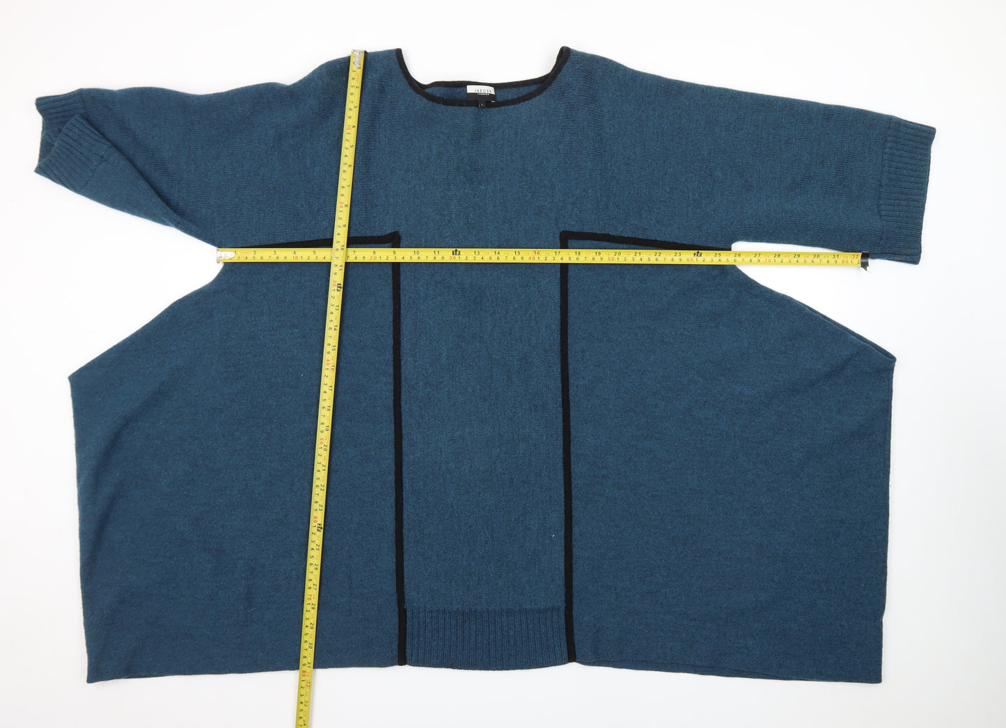 Jaeger Women’s Blue Wool Cashmere Blend Cape Jumper Size L