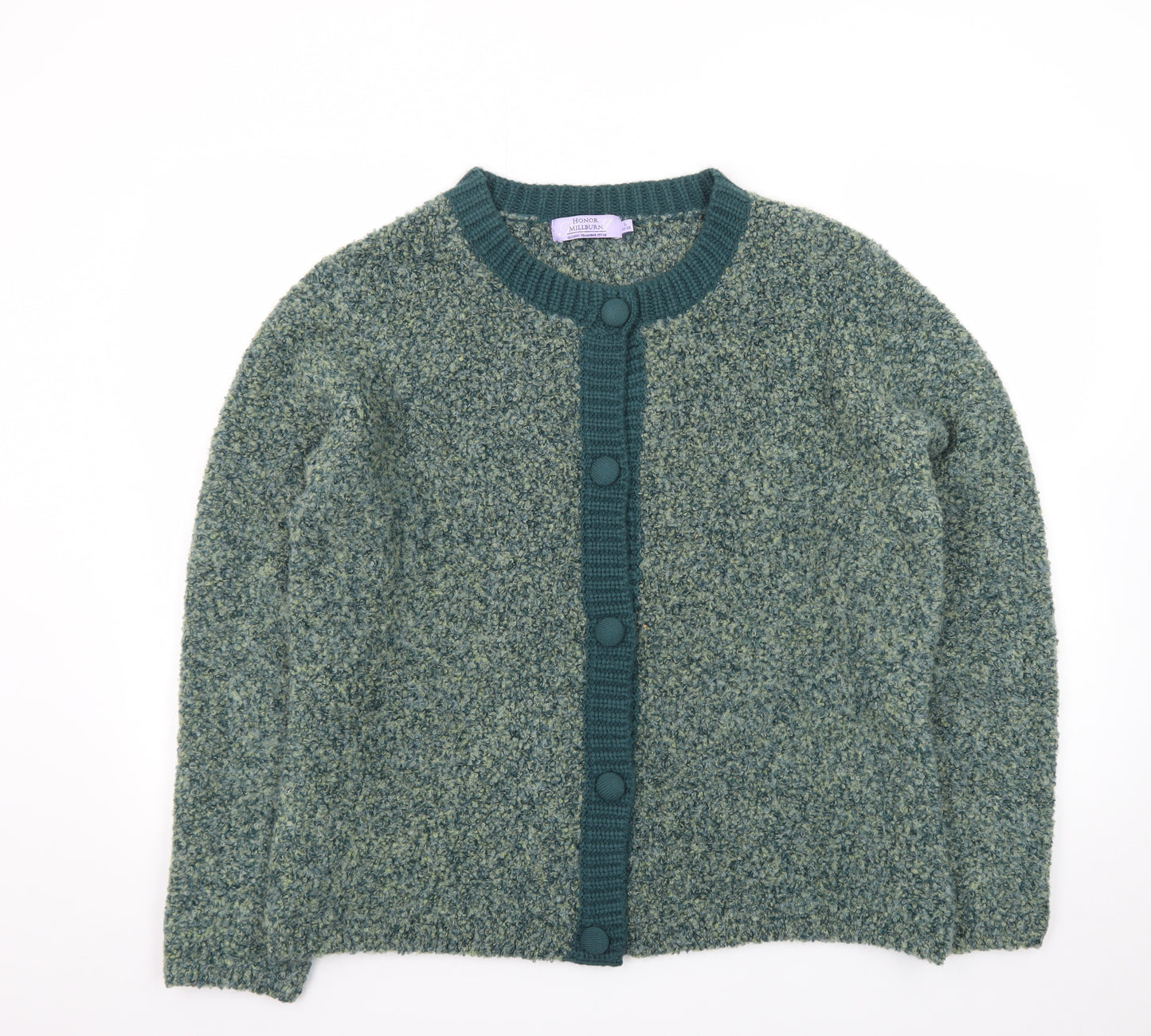 Honor Millburn Women's Green Wool Blend Cardigan L 18-20