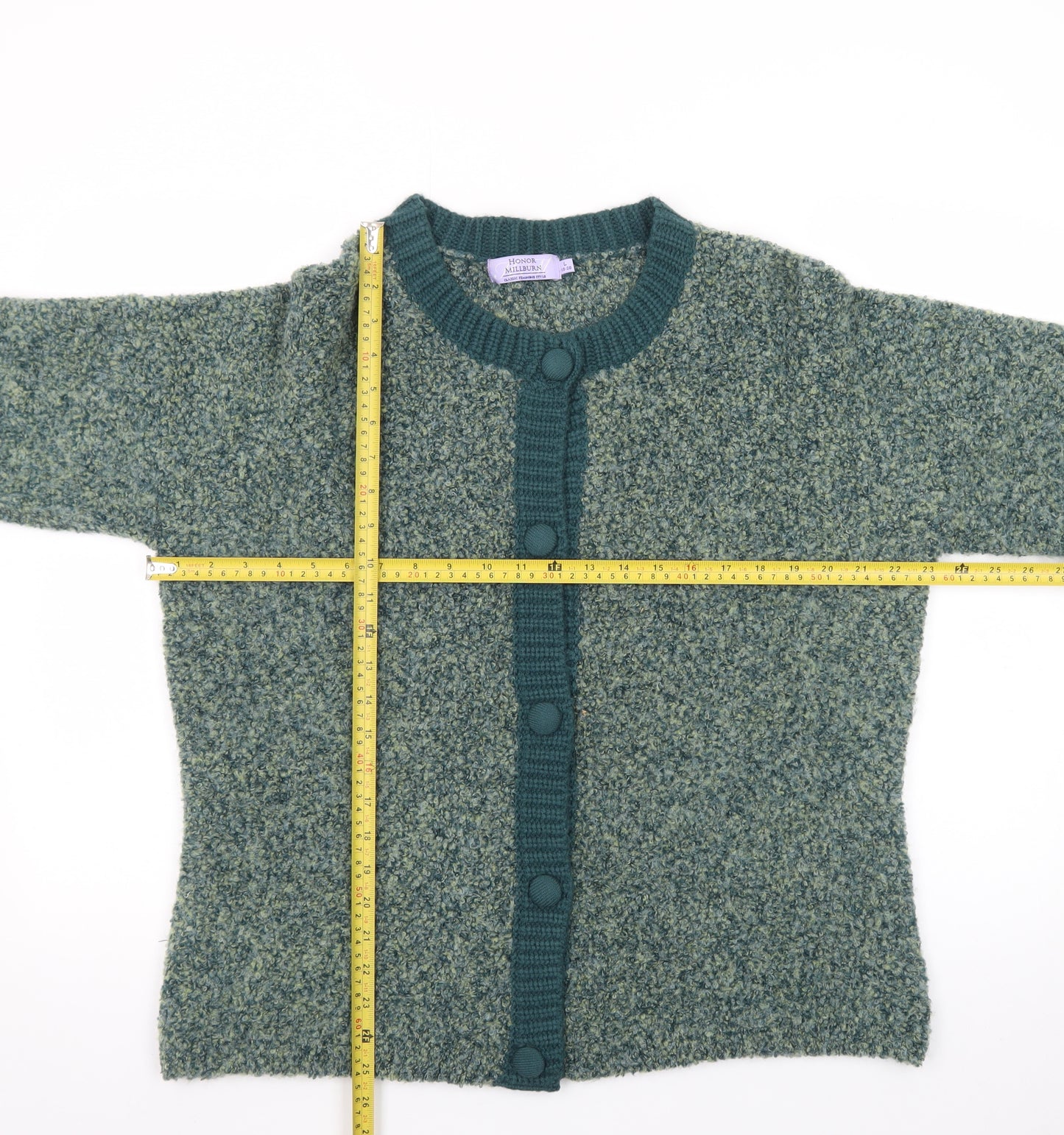 Honor Millburn Women's Green Wool Blend Cardigan L 18-20