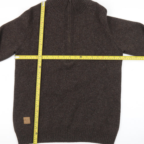 John Rocha Men’s Brown Wool Cashmere Half Zip Jumper Size M