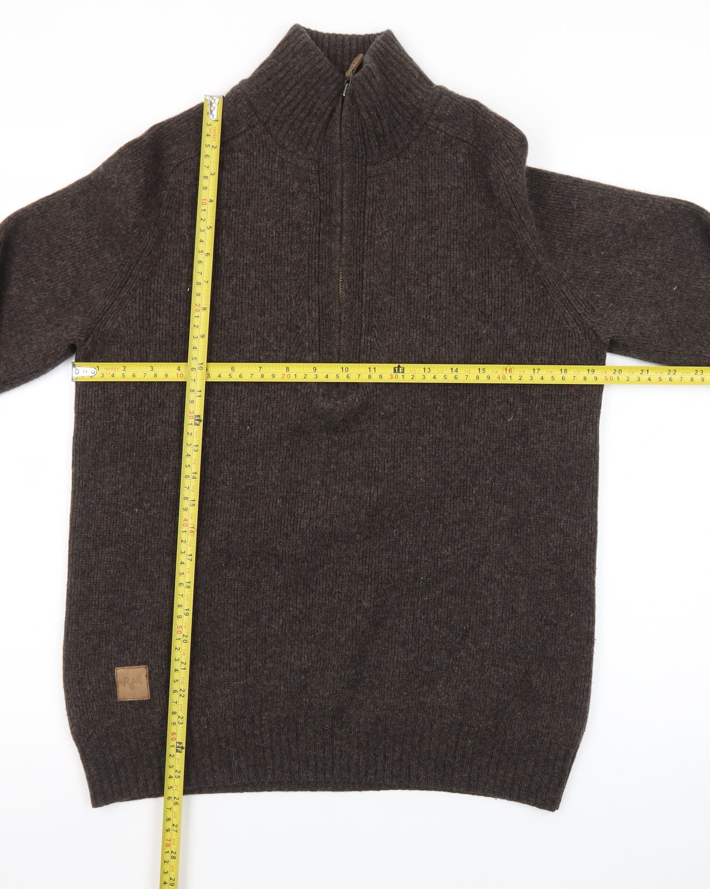 John Rocha Men’s Brown Wool Cashmere Half Zip Jumper Size M