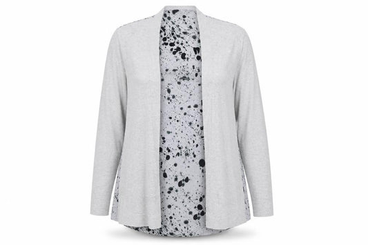Front view of RJR.John Rocha women’s grey, size UK 12, open front cardigan