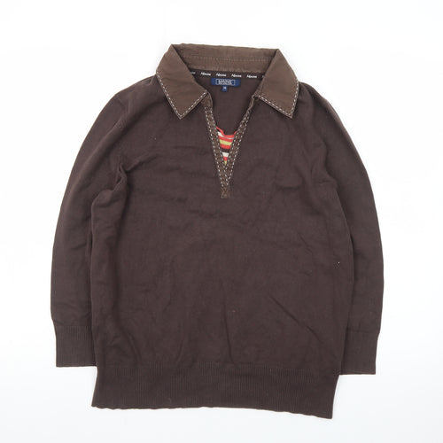 Maine New England Women’s Brown Collared Henley Jumper Size 14