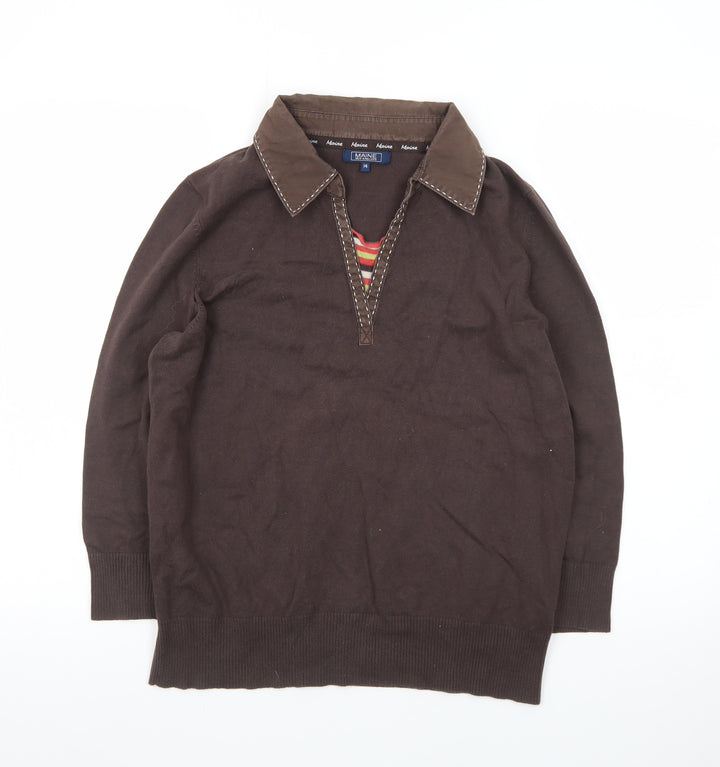 Maine New England Women’s Brown Collared Henley Jumper Size 14