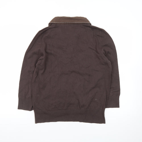 Maine New England Women’s Brown Collared Henley Jumper Size 14