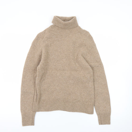 UNIQLO Women's Beige Roll Neck Wool Jumper Size S
