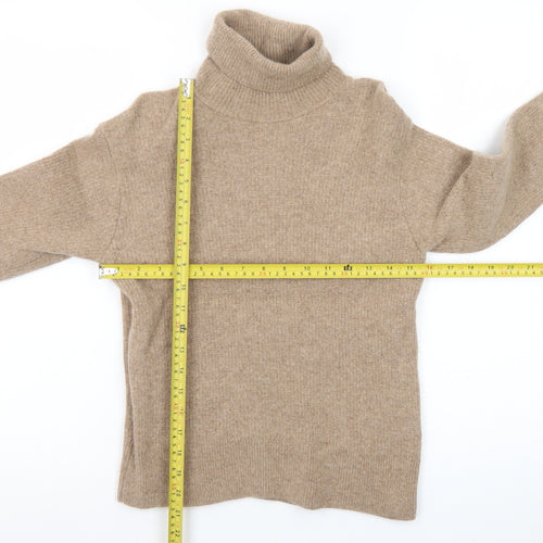 UNIQLO Women's Beige Roll Neck Wool Jumper Size S