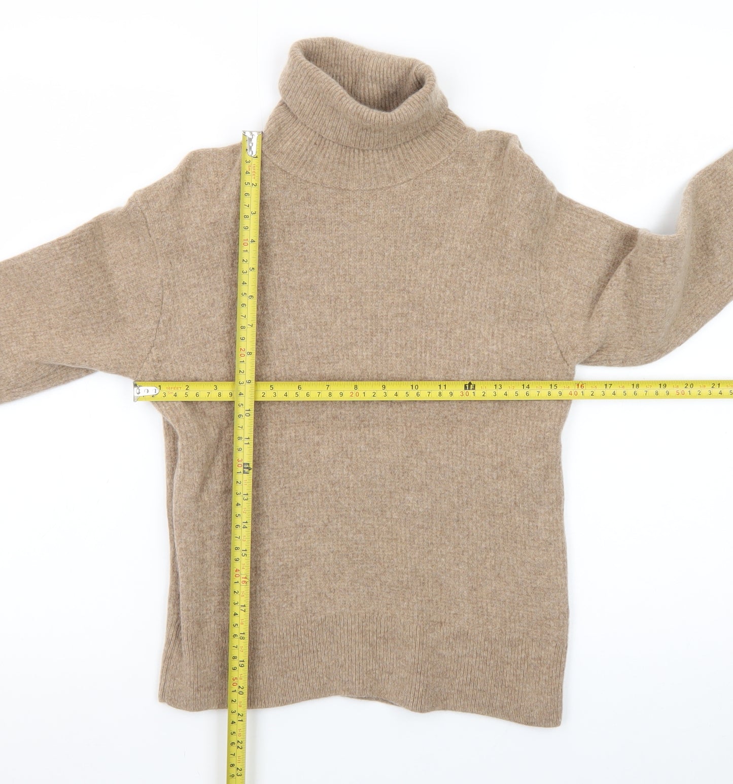 UNIQLO Women's Beige Roll Neck Wool Jumper Size S