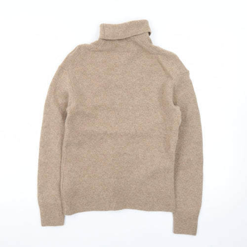 UNIQLO Women's Beige Roll Neck Wool Jumper Size S