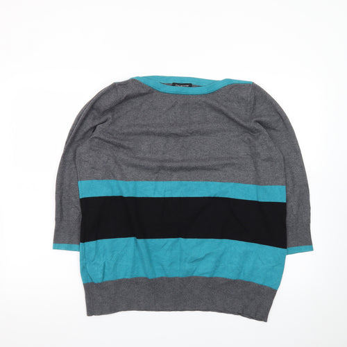 Debenhams Collection Women Grey Blue Striped Pullover Jumper Size 20