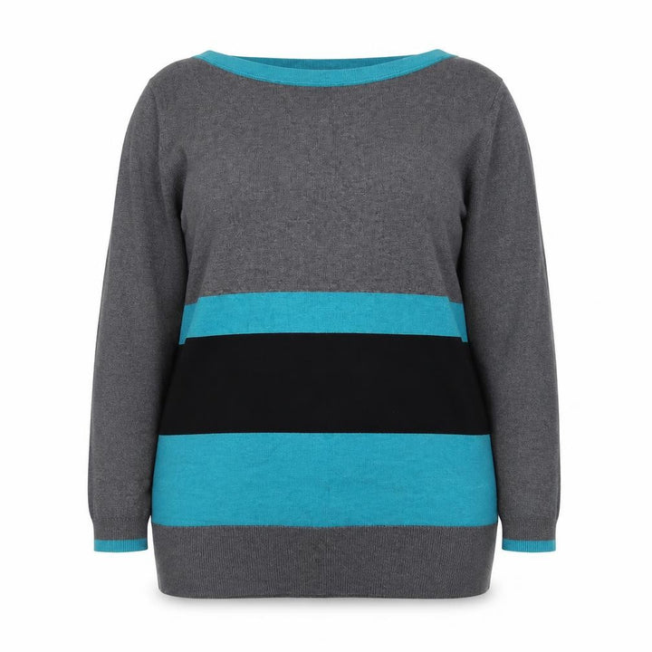 Debenhams Collection Women Grey Blue Striped Pullover Jumper Size 20