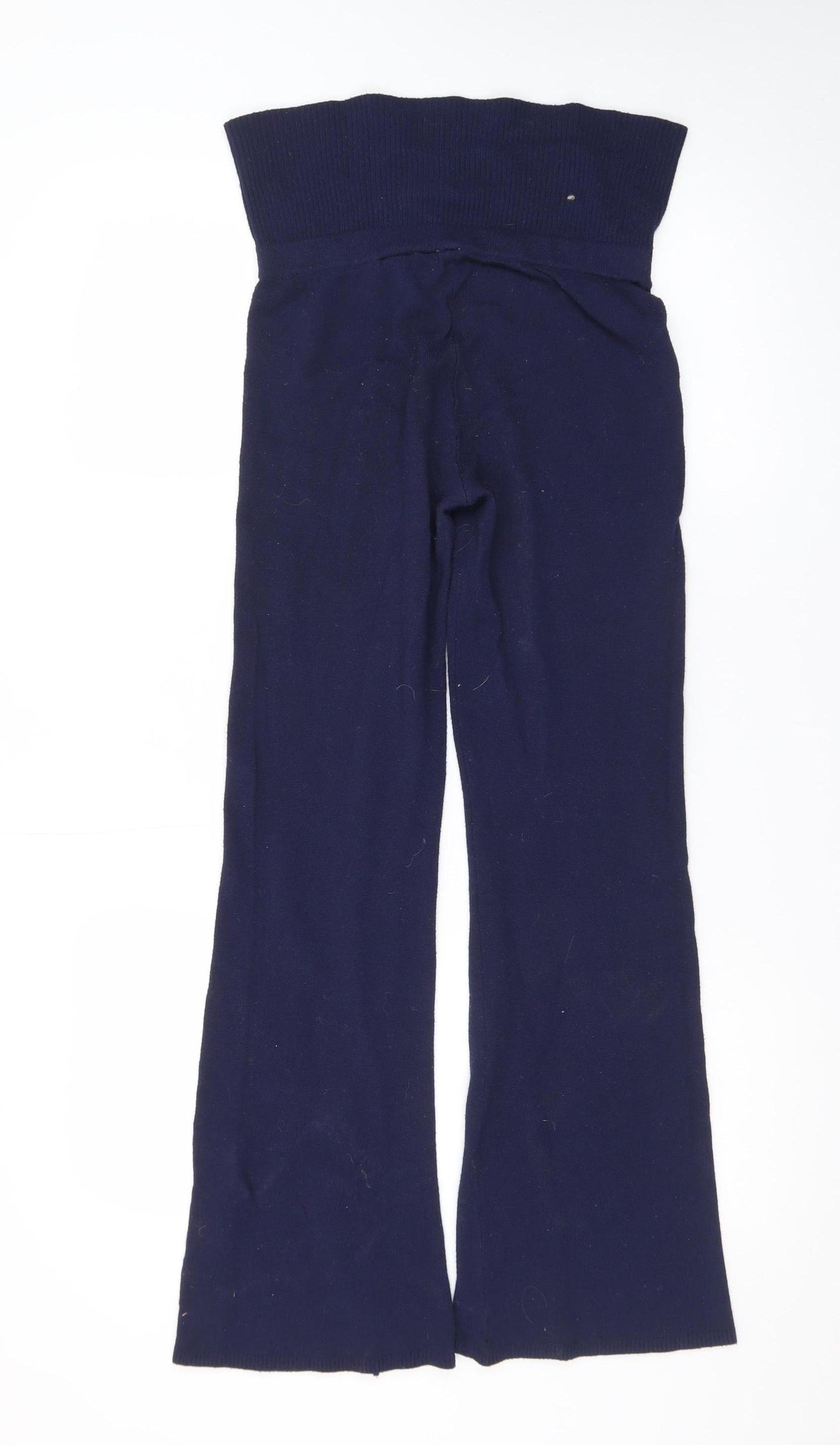 H&M Womens Blue Knit Flared High Waist Stretch Trousers XS