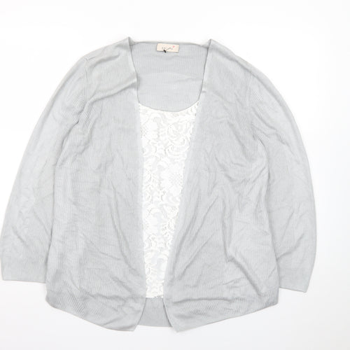 Marks and Spencer Women Grey Knit Long Sleeve Open Cardigan Size 14