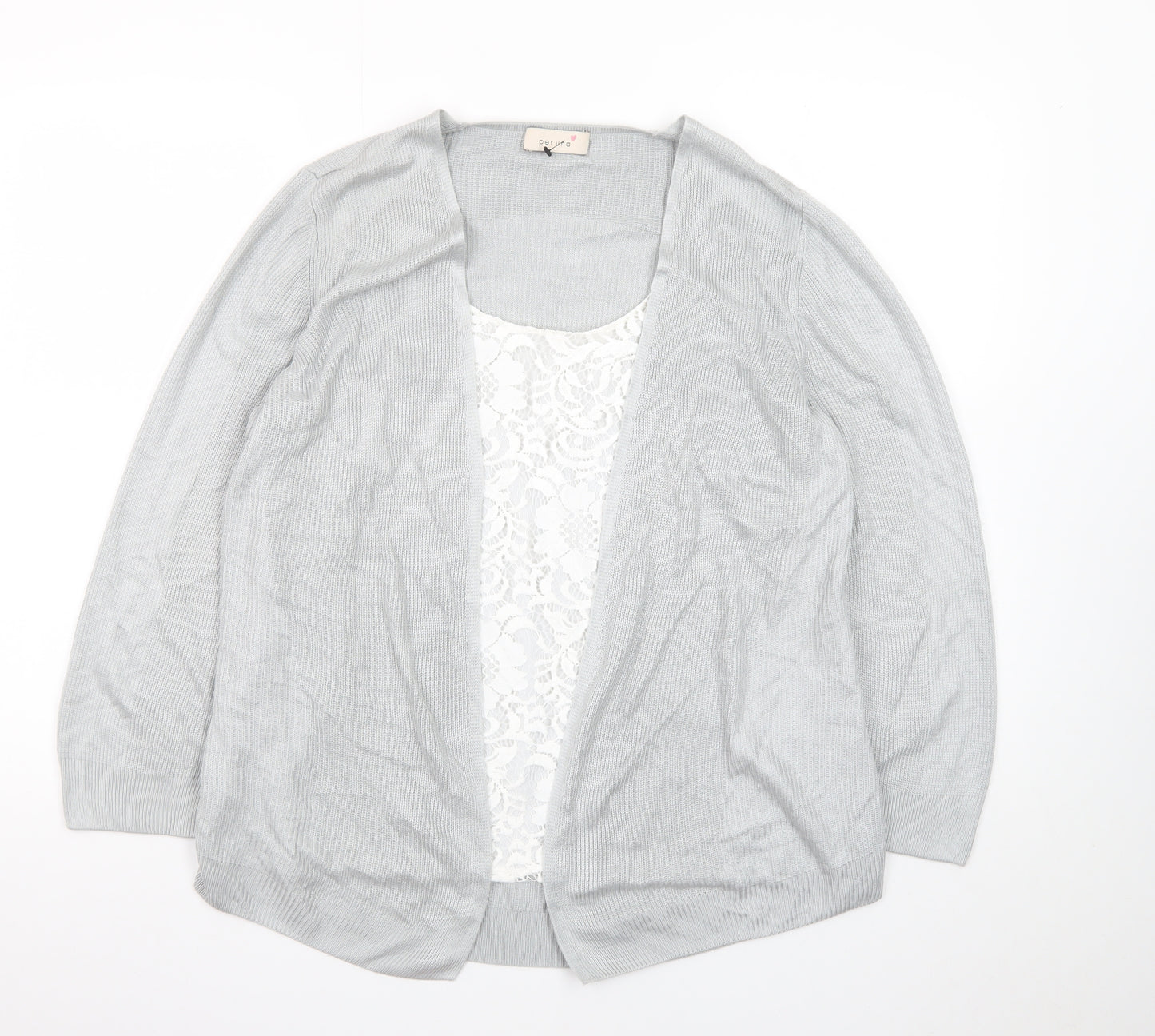 Marks and Spencer Women Grey Knit Long Sleeve Open Cardigan Size 14