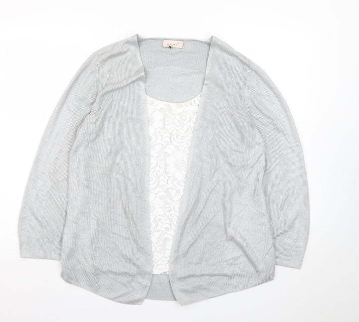 Marks and Spencer Women Grey Knit Long Sleeve Open Cardigan Size 14