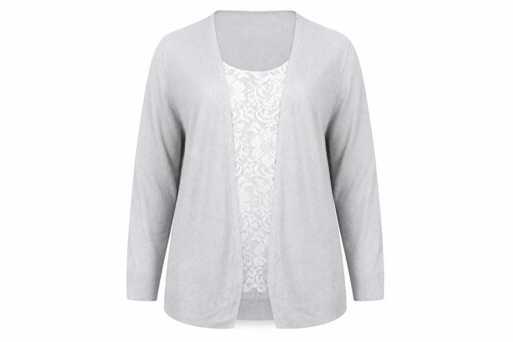 Marks and Spencer Women Grey Knit Long Sleeve Open Cardigan Size 14