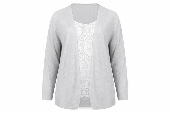 Marks & Spencer Women Grey Knit Long Sleeve Open Cardigan Size 14