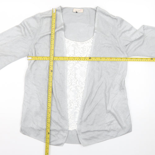Marks and Spencer Women Grey Knit Long Sleeve Open Cardigan Size 14