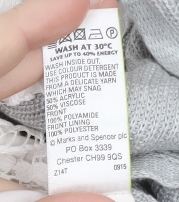 Marks and Spencer Women Grey Knit Long Sleeve Open Cardigan Size 14