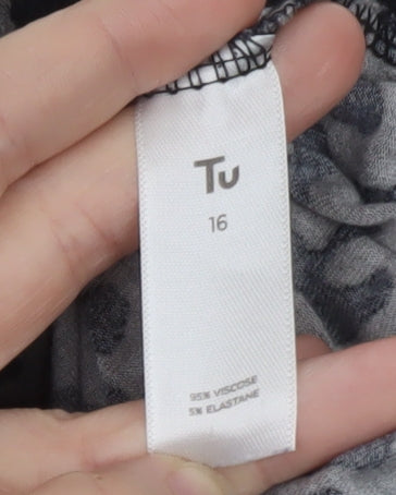 Tu Women’s Grey Animal Print Roll Neck Long Sleeve Top Size 16