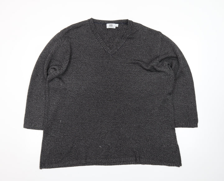 B·B Design Jytte Meilvang Women's Grey L V-Neck Knit Pullover Jumper