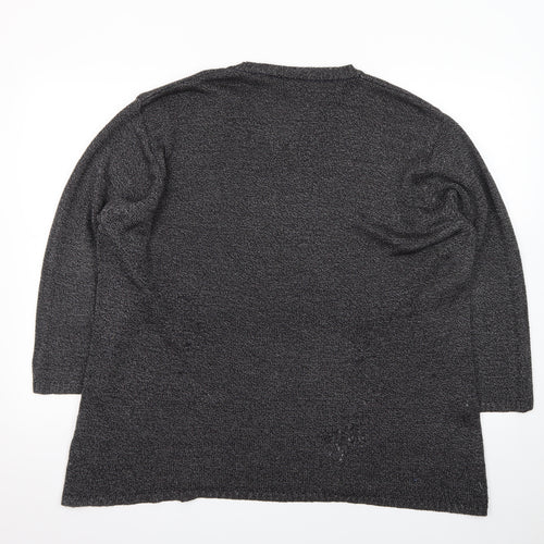 B·B Design Jytte Meilvang Women's Grey L V-Neck Knit Pullover Jumper