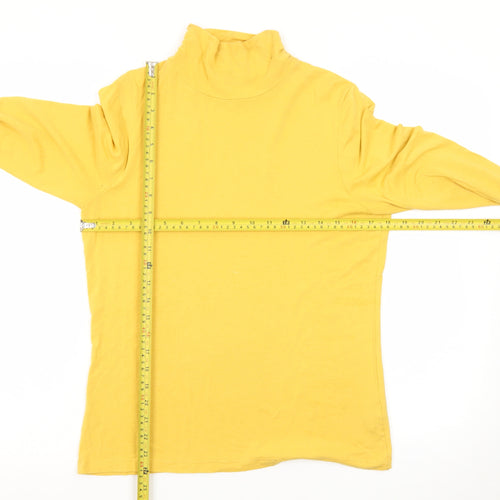 M&Co Women Yellow Roll Neck Long Sleeve Jersey Top Size 12