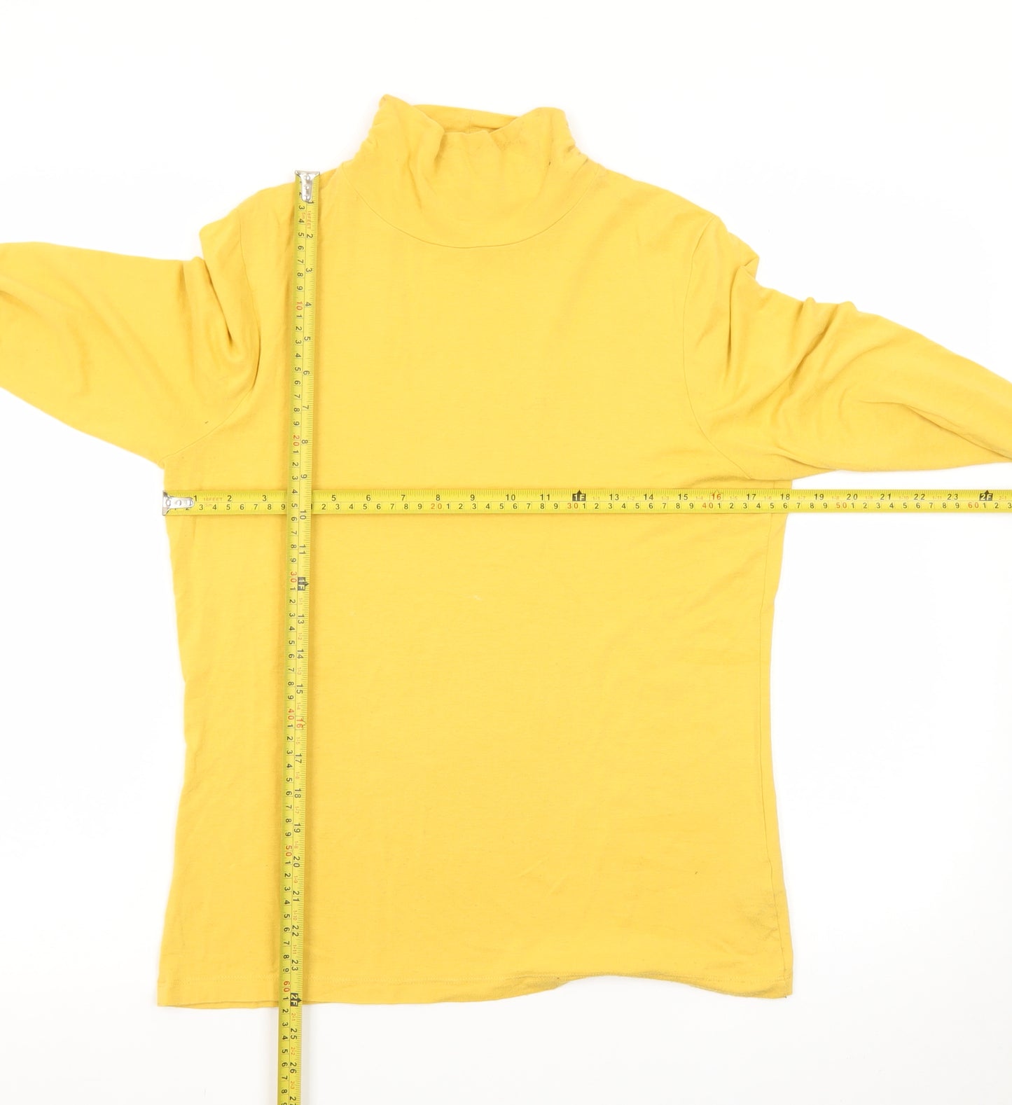 M&Co Women Yellow Roll Neck Long Sleeve Jersey Top Size 12