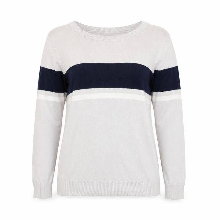 The White Company Women’s Grey & Navy Crew Neck Jumper Size 16 Cotton Blend