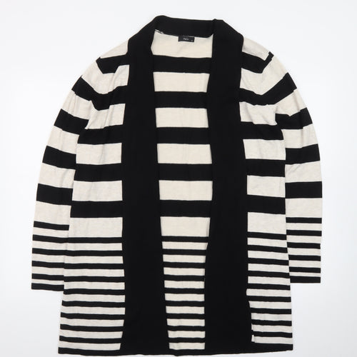 M&Co Women’s Beige Black Striped Open Long Cardigan Size 18