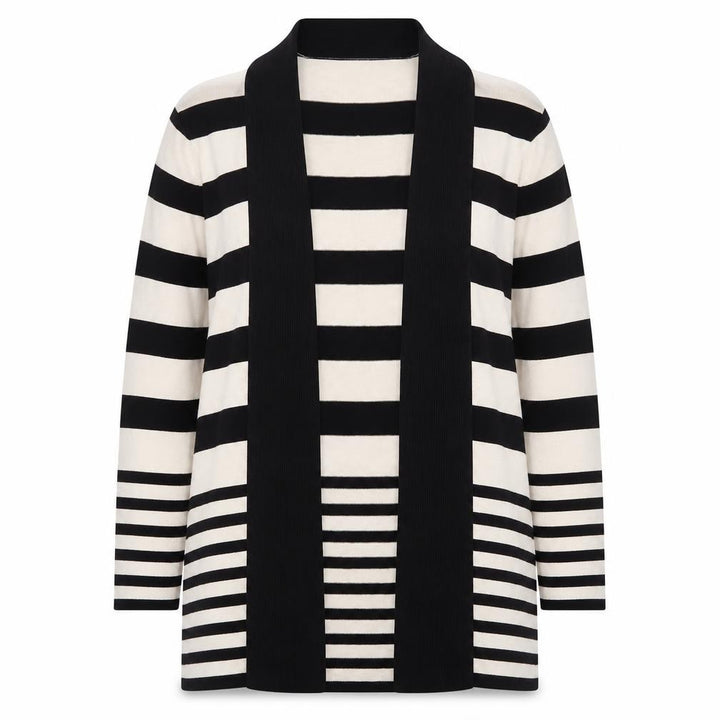 M&Co Women’s Beige Black Striped Open Long Cardigan Size 18