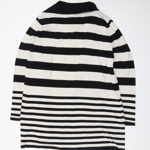 M&Co Women’s Beige Black Striped Open Long Cardigan Size 18