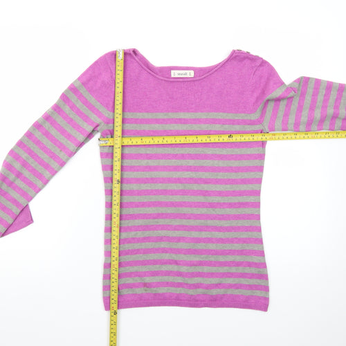 Seasalt Women’s Purple Striped Cotton Boat Neck Jumper Size 8