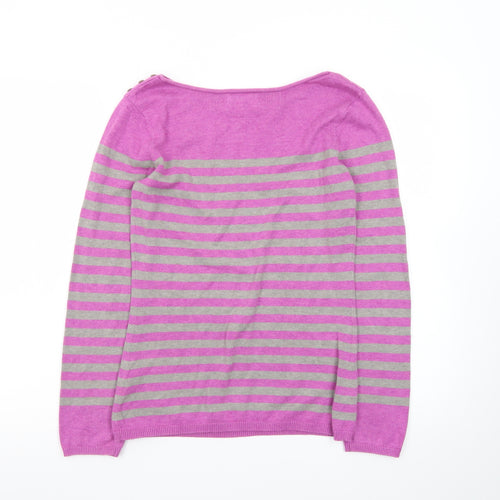 Seasalt Women’s Purple Striped Cotton Boat Neck Jumper Size 8