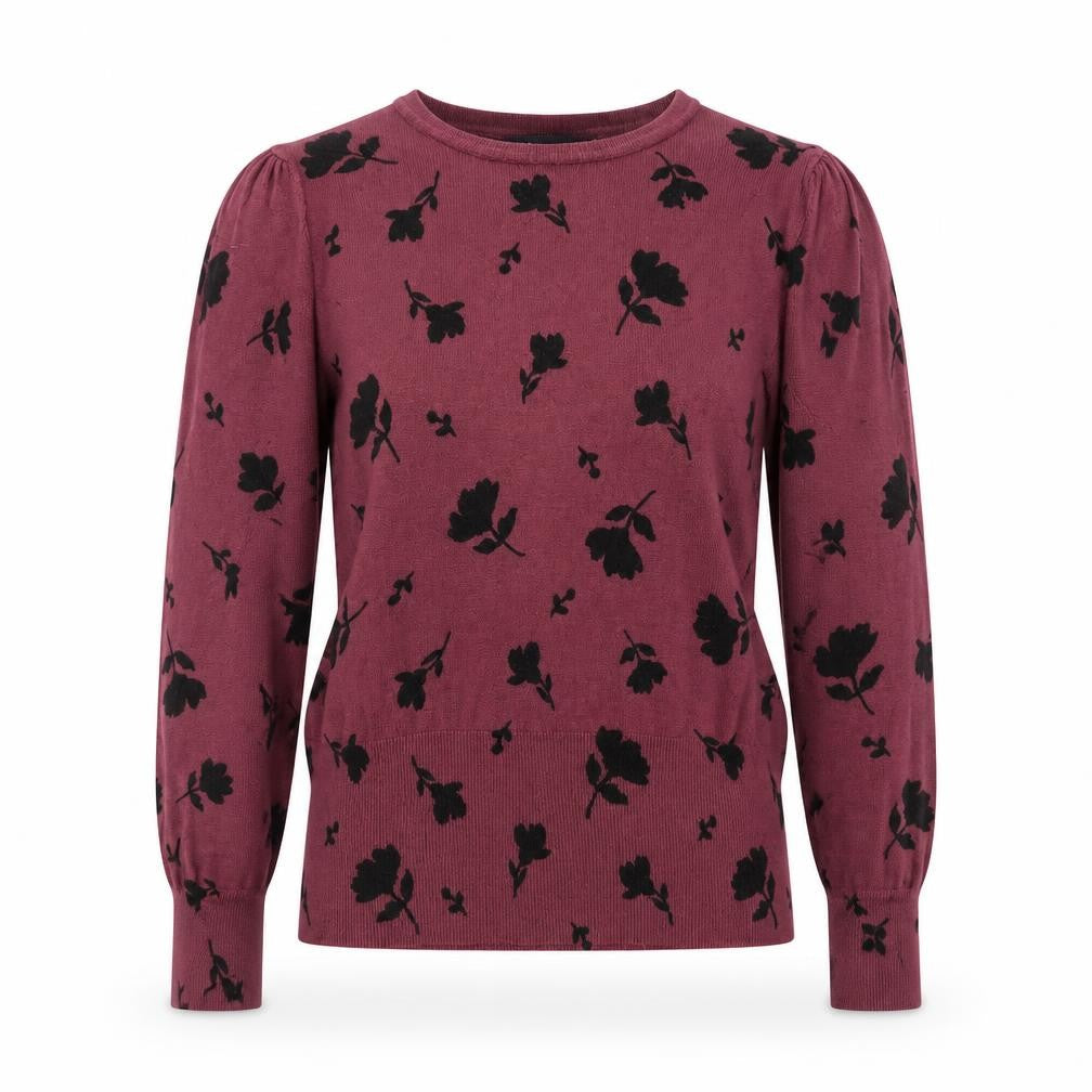 Marks and Spencer Women's Purple Floral Knit Jumper Size 10