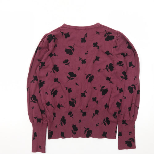 Marks and Spencer Women's Purple Floral Knit Jumper Size 10