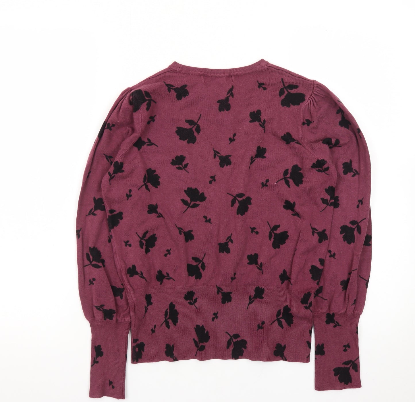Marks and Spencer Women's Purple Floral Knit Jumper Size 10