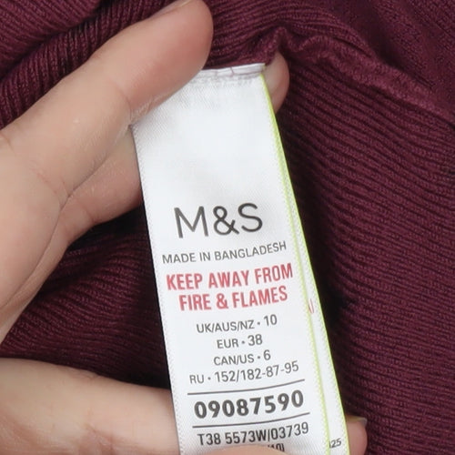 Marks and Spencer Women's Purple Floral Knit Jumper Size 10