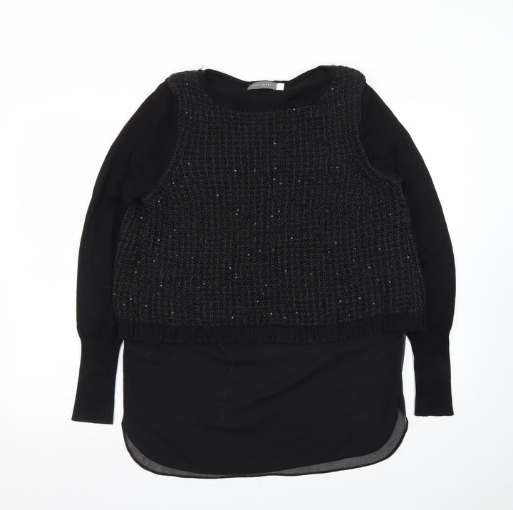 Love Me Tender Womens Black Sequin Knit Tunic Jumper Size 12