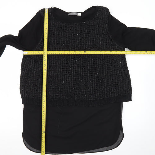 Love Me Tender Womens Black Sequin Knit Tunic Jumper Size 12