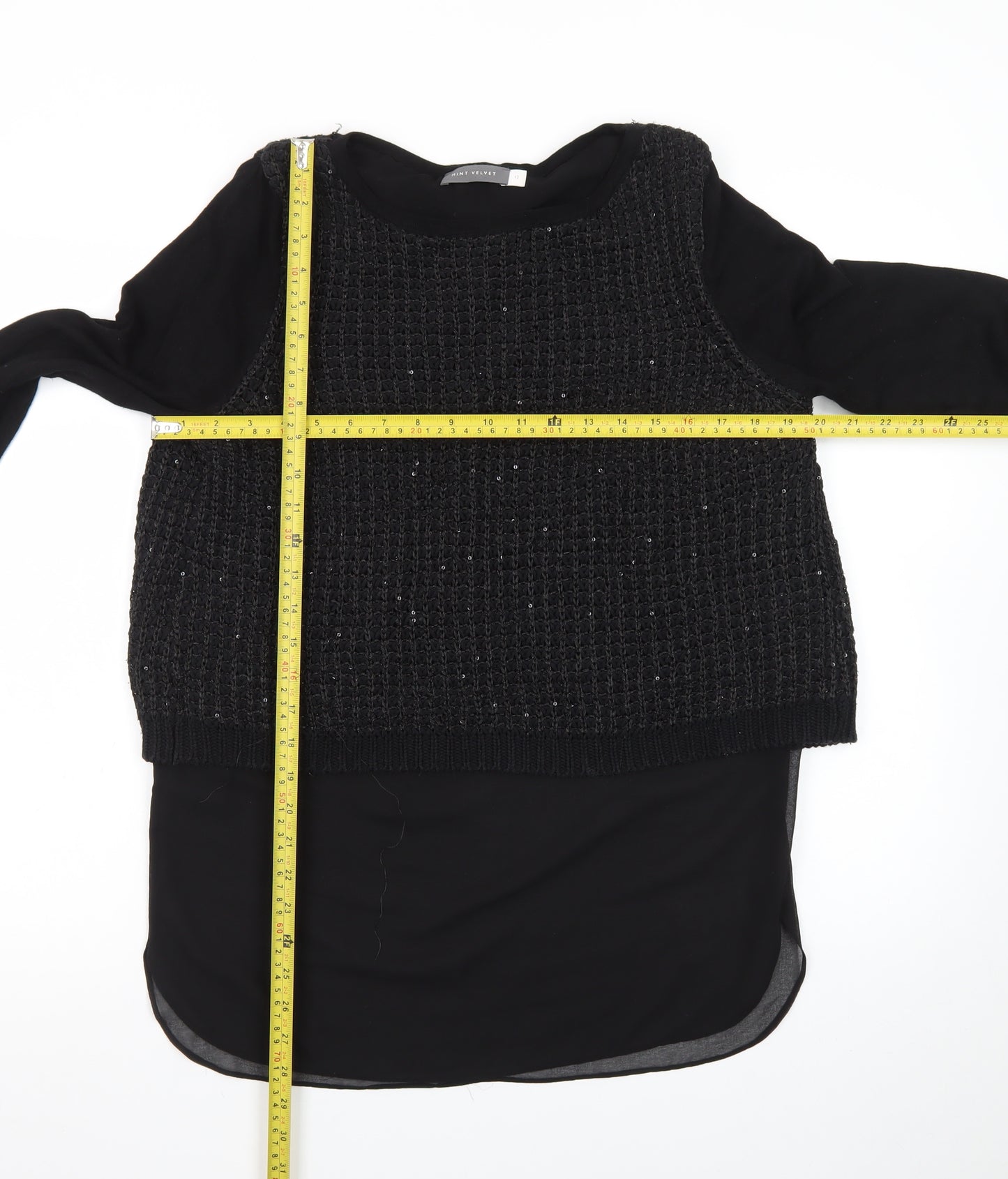 Love Me Tender Womens Black Sequin Knit Tunic Jumper Size 12